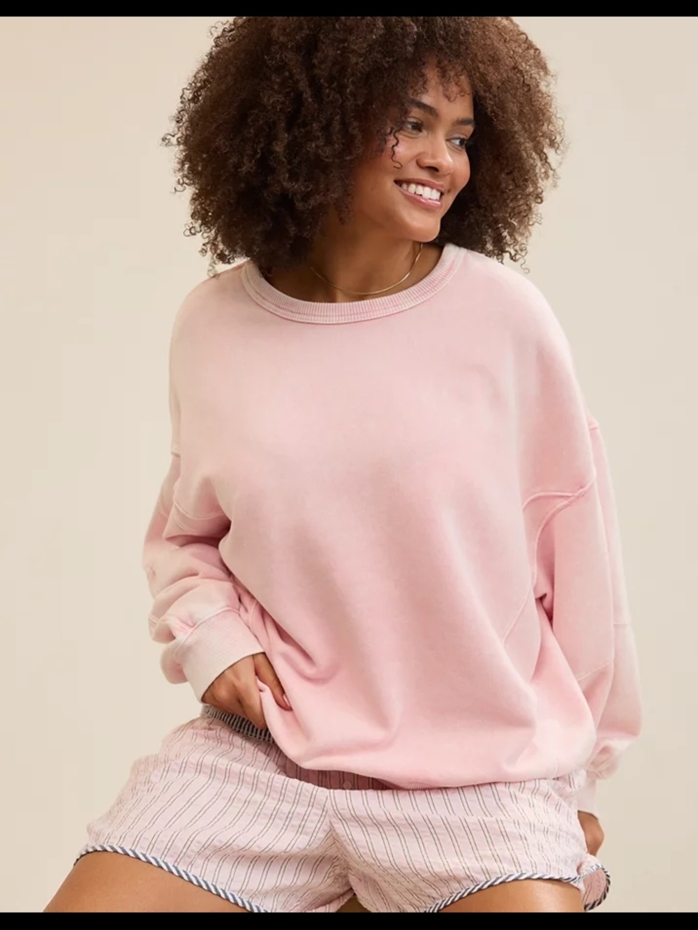 aerie Light Pink Crew Neck Sweatshirt